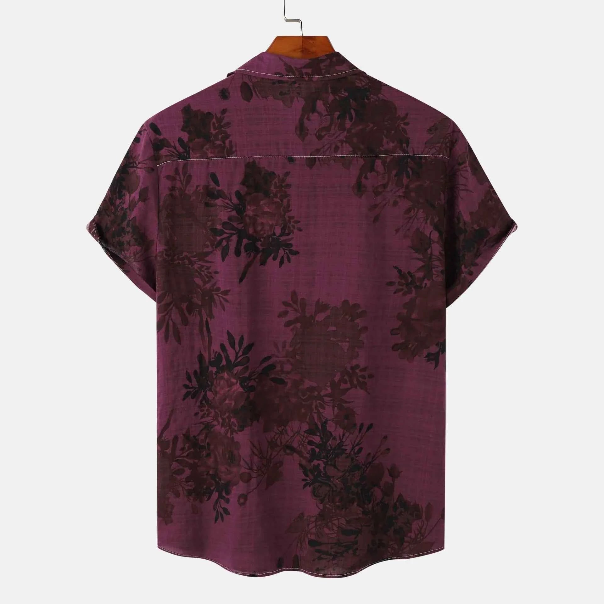 Men's Plus Size Printed Short Sleeve Button Down Casual Shirt